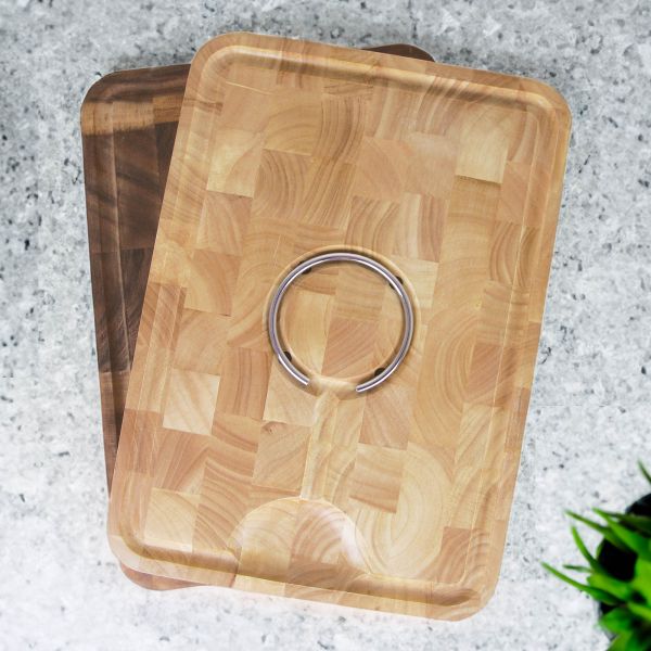 End Grain Carving Board with Removable Spiked Ring