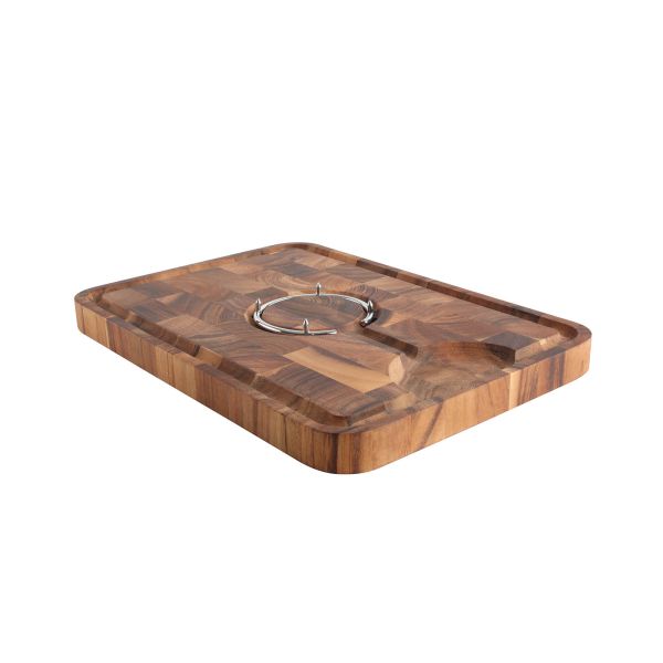 End Grain Carving Board with Removable Spiked Ring